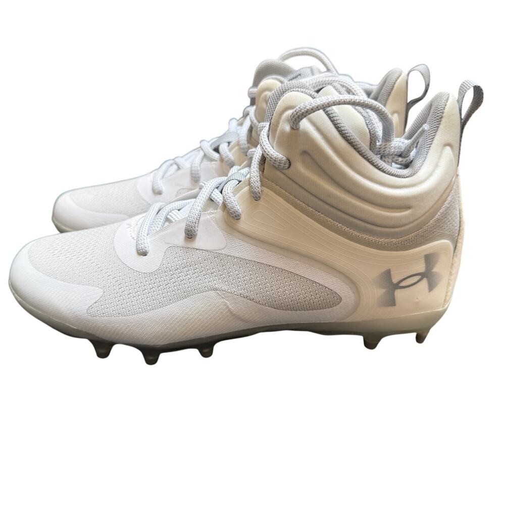 Under Armour UA Command MC Mid Football Cleats Men’s Size 7 White Athletic Shoes
